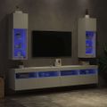 vidaXL TV skrinky s LED svetlami 2 ks biele 30,5x30x90 cm