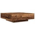 vidaXL Stolík pod TV s LED pásikmi Staré drevo 100 x 100 x 31 cm
