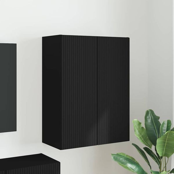 vidaXL TV nástenná skriňa Čierna 59,5 x 31 x 80 cm Kompozitné drevo
