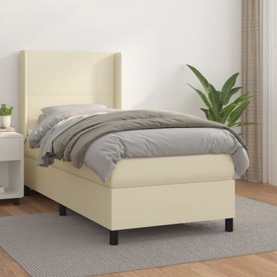 vidaXL Boxspring posteľ s matracom krémová 90x200 cm umelá koža