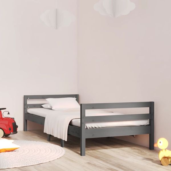 vidaXL Posteľný rám sivý 75x190 cm borovicový masív