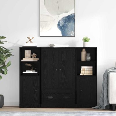 vidaXL Highboard so zásuvkou 3 pcs Čierny dub Kompozitné drevo