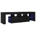 vidaXL TV skrinka s LED svetlami, čierny dub 140x36,5x40 cm, umelé drevo