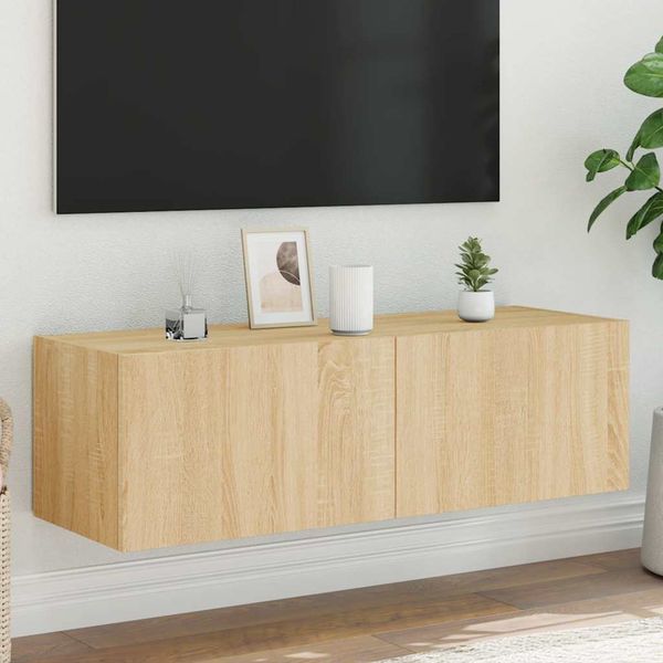 vidaXL TV nástenná skrinka s LED svetlami dub sonoma 100x35x31 cm