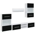 vidaXL 5-dielne TV skrinky s LED osvetlením, matné čierne, intenzívne drevo