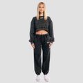Dámska mikina Cropped Aura Washed Black - GymBeam, veľkosť XL