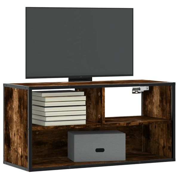 vidaXL TV skrinka dymový dub 80x31x39,5 cm kompozitné drevo a kov
