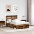 vidaXL Rám postele Staré drevo 135 x 190 cm Masívne borovicové drevo