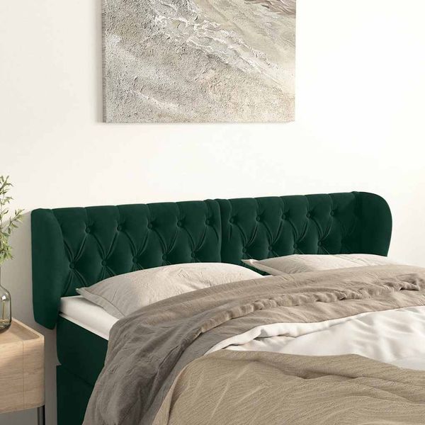 vidaXL Čelo postele so záhybmi tmavozelený 163x23x78/88 cm zamat