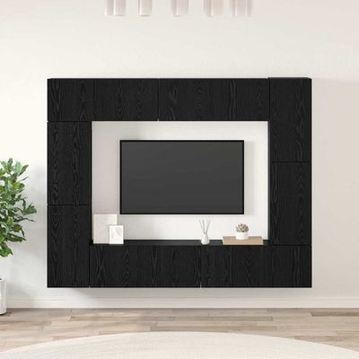 vidaXL Zostava TV skriniek Nástenný 8 pcs Čierny dub Kompozitné drevo