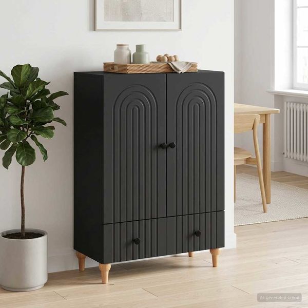 vidaXL Servírovacia skriňa Čierna 66 x 34,5 x 95 cm Kompozitné drevo