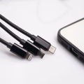 Maxlife 3in1 cable USB - Lightning + USB-C + microUSB 1,0 m 2,1A black nylon