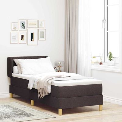 vidaXL Posteľ s pružinovým rámom Tmavohnedá 80 x 200 cm látka
