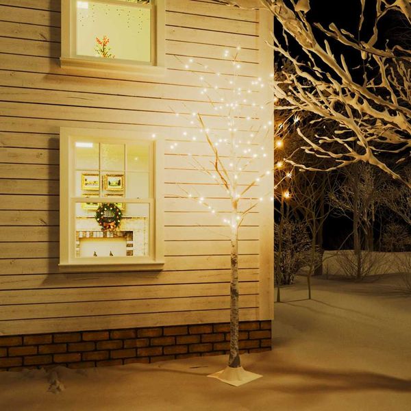 vidaXL LED strom s dizajnom bielej brezy 240 teplých bielych LED 300cm