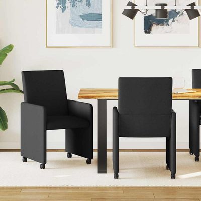 vidaXL Jedálenské stoličky na kolieskach 2 pcs Čierna 57 x 66 x 94 cm
