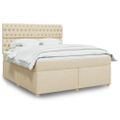 vidaXL Posteľný rám boxspring s matracom krémový 180x200 cm látka