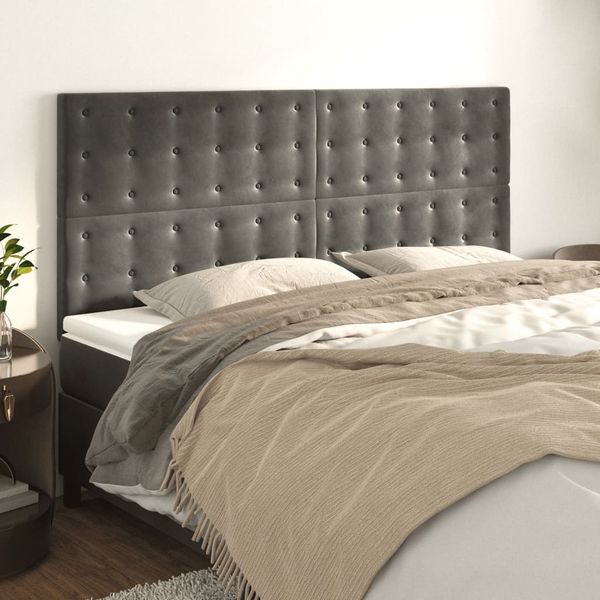 vidaXL Čelo postele tmavosivé 160x5x118/128 cm zamatové