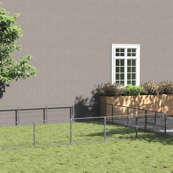 vidaXL Koterec pre psy strieborný 20 m² oceľ