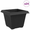 vidaXL Štvorcový črepník na kvety 24 ks Čierna 28,5 x 28,5 x 22 cm