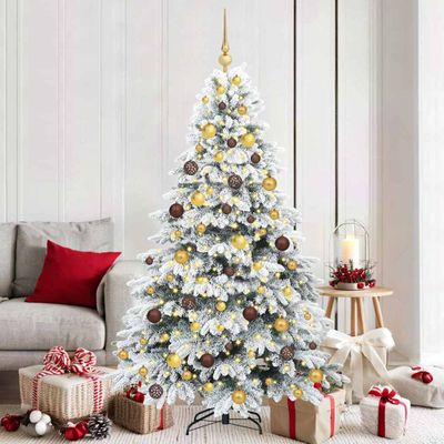 vidaXL Umelý vianočný stromček s 300 LED-i Biela 180 cm PE a PVC