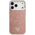 Puzdro Guess Glitter Triangle Logo MagSafe pre iPhone 17 Pro Max ružové