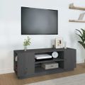 vidaXL TV skrinka sivá 110x35x40,5 cm masívna borovica