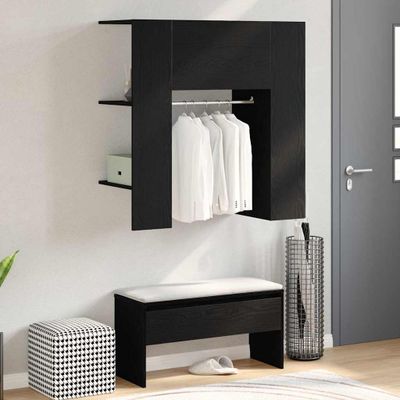 vidaXL Skriňa do predsiene s poličkou Čierny dub 97,5 x 37 x 99 cm