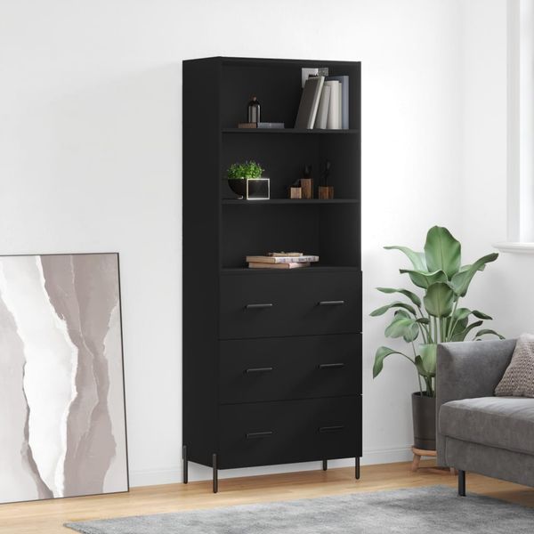 vidaXL Vysoká skrinka čierna 69,5x34x180 cm spracované drevo