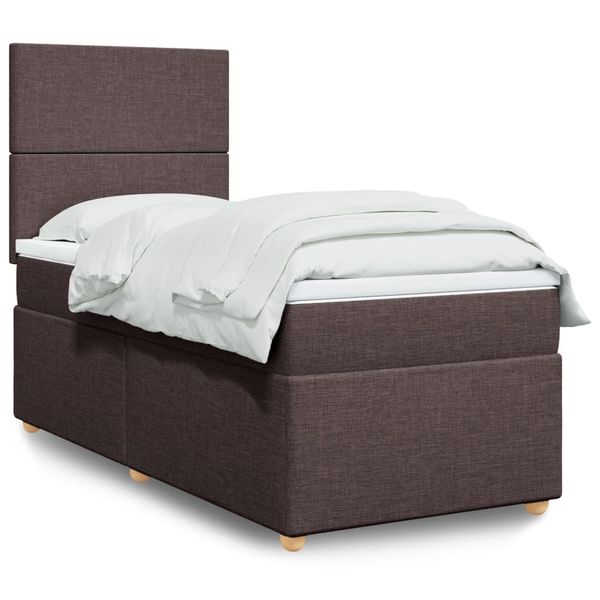 vidaXL Boxspring posteľ s matracom tmavohnedá 100x200 cm látka