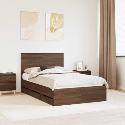 vidaXL Rám postele Hnedý dub 120 x 190 cm Inžinierske drevo