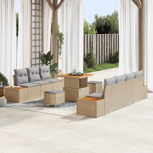 vidaXL Súprava záhradných pohoviek 10 pcs Beige a svetlo šedá