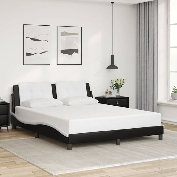 vidaXL Rám postele bez matraca Zadar čierno-biely 160x200 cm umelá koža