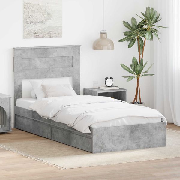 vidaXL Úložná posteľ Betónová šedá 75 x 190 cm Kompozitné drevo