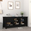 vidaXL Skrinka na topánky čierna 110x38x45,5 cm masívna borovica