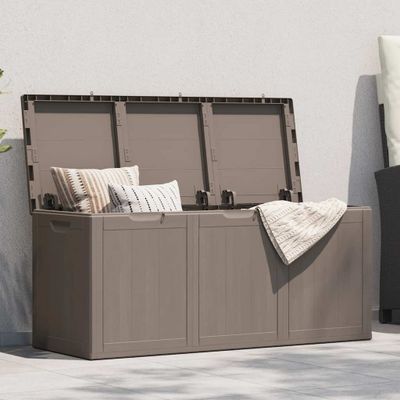 vidaXL Záhradný úložný box 270 l, hnedý, PP vzhľad dreva