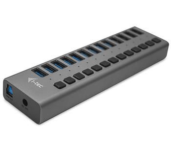 i-tec USB 3.0 Charging HUB 13 port + Power Adapter 60W USB Hub, externý, 13x nabíjacie USB 3.0, napájací adaptér 60W, šedý