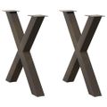 vidaXL Nohy k jedálenskému stolu v tvare X, 2 ks, prírodná oceľ, 80 x (72-73) cm, oceľ