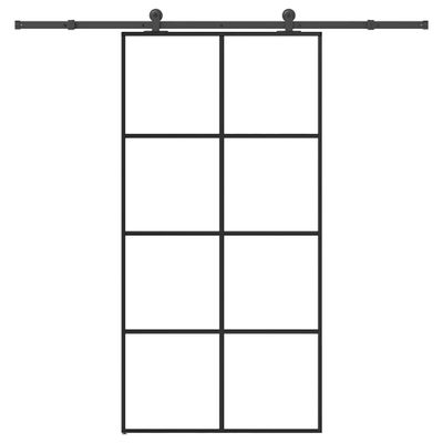 vidaXL Posuvné dvere s kovaním ESG sklo a hliník 102,5x205 cm