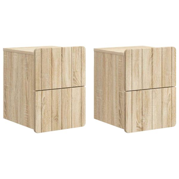 vidaXL Nástenná nočná skrinka 2 pcs Dub sonoma 33 x 34,5 x 43 cm
