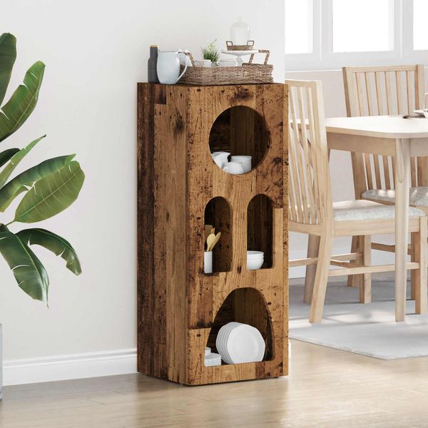 vidaXL Servírovacia skriňa ELST Staré drevo 40 x 35 x 100.5 cm