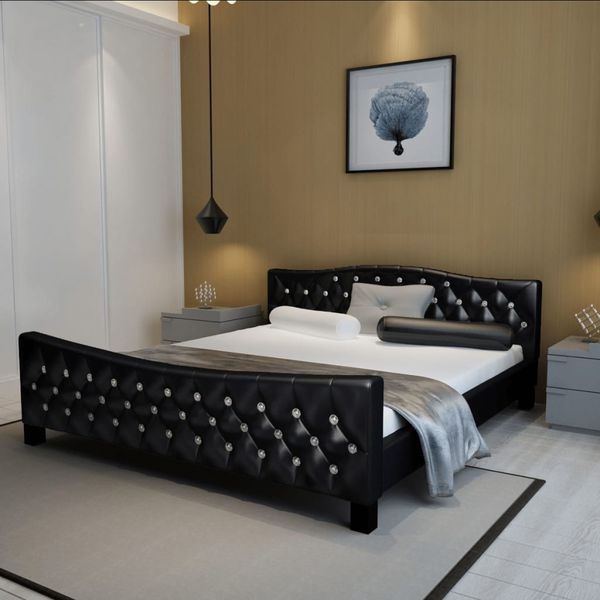 vidaXL Posteľ s matracom, čierna, umelá koža 180x200 cm