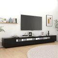 vidaXL TV skrinka s LED svetlami lesklá čierna 300x35x40 cm