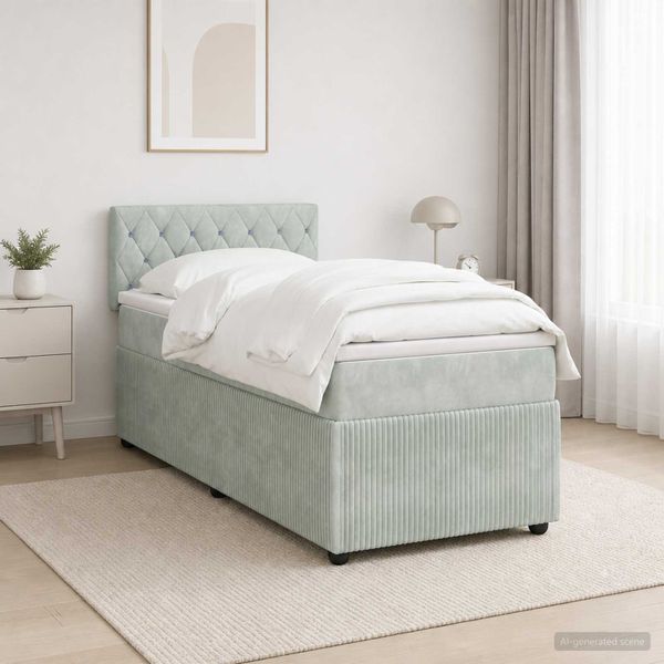 vidaXL Posteľ boxspring s matracom Svetlosivá 100 x 200 cm Zamat