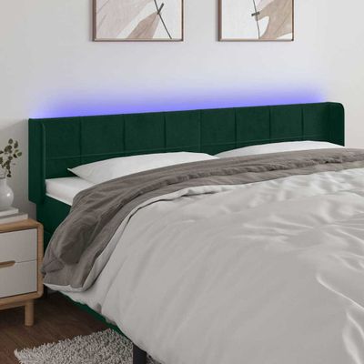 vidaXL Čelo postele s LED tmavozelené 183x16x78/88 cm zamat