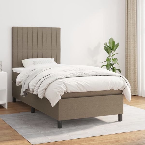 vidaXL Posteľný rám boxspring s matracom sivohnedý 90x190 cm látka