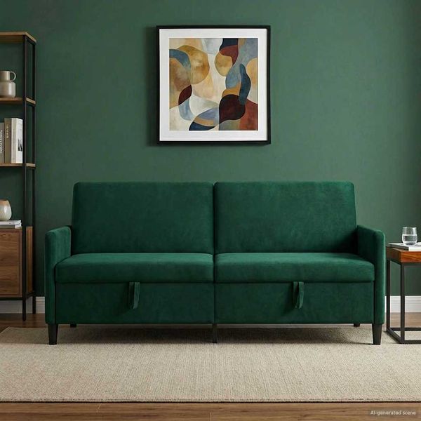 vidaXL Sofa s úložným priestorom Tmavozelená 192 x 78 x 87 cm