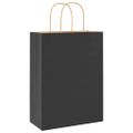 vidaXL Papierové tašky 250 ks s rúčkami, čierna, 26x12x35 cm