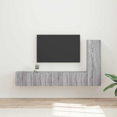 vidaXL Zostava TV skriniek Nástenný 3 pcs Sivý Sonoma Kompozitné drevo