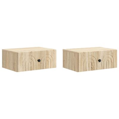 vidaXL Nástenná nočná skrinka 2 pcs Dub sonoma 49 x 34,5 x 20 cm