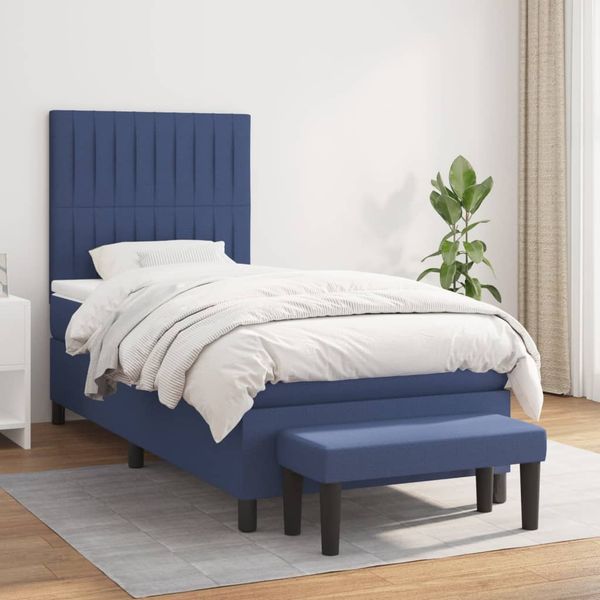 vidaXL Boxspring posteľ s matracom modrá 100x200 cm látka
